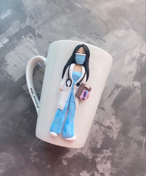 Doctor Clay Mug, Moebius Artist, Clay Coffee Cup, Student Present, Animal Crafts Preschool, Doctor Mug, Graduation Cards Handmade, Name Plate Design, Clay Crafts For Kids