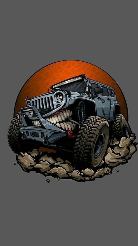 Jeep Art, Jeep Stickers, Cartoon Cars, Cars Jeep, Deadpool Wallpaper, Cool Car Drawings, Cool Car, Car Artwork, Cool Car Pictures