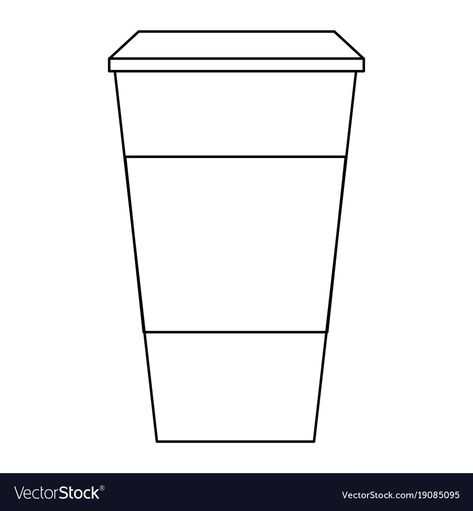 Paper Cup Template, Cup Outline, Coffee Cup Template, Coffee Paper Cup, Cup Template, Illustration Outline, Coffee Paper, To Go Coffee Cups, Empty Cup