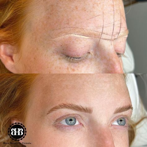 Redhead Microbladed Eyebrows, Redhead Eyebrow Tint, Microblading Eyebrows Redhead, Blonde Microblading, Lighten Eyebrows, Dye Eyelashes, Eyebrows Redheads, Blonde Brows, Brow Shapes