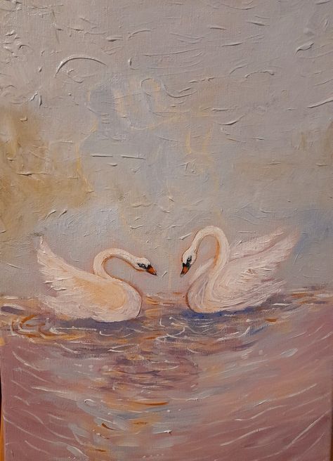 Swan 🦢 Couqutte Paintings, Swan Art Painting, Swan Painting Easy, Ballerina Painting Acrylic, Swan Painting Acrylic, Swan Lake Painting, Swan Paintings, Swan Lake Wallpaper, Swans Painting