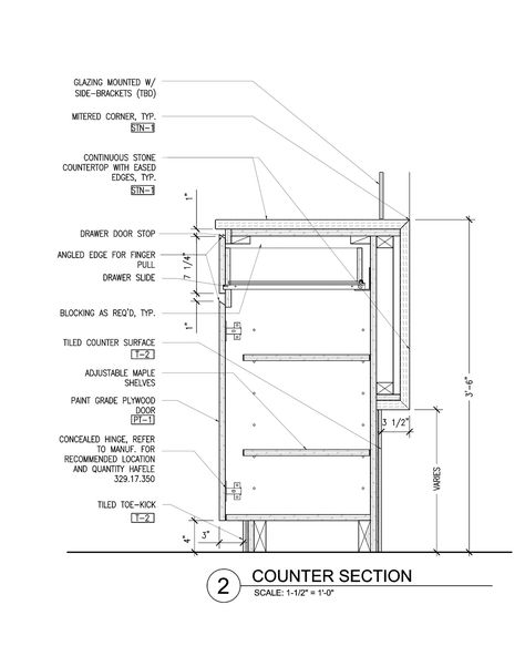 Gallery - Compartes Melrose / AAmp Studio - 23 Bar Detail Drawing, Cabinet Detail Drawing, Furniture Details Drawing, Detail Arsitektur, Millwork Details, Drawing Furniture, Detail Drawing, Reception Desk Design, Kabinet Dapur