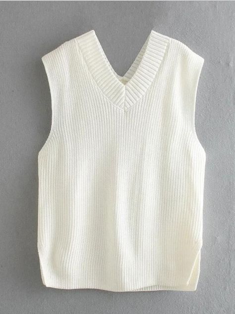 21fe5b8ba755eeaece7a450849876228desc47282117ri Sleeveless Knitted Vest, Winter Typ, Pullover Mode, Knit Sweater Vest, Women Sweaters Winter, Solid Sweaters, Sweater Vest Women, Knitted Vest, Casual Vest