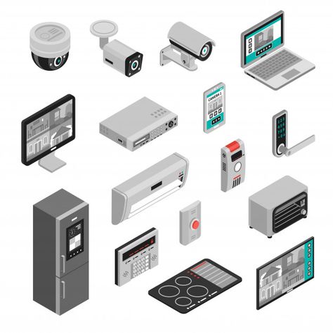 House Isometric, House Appliances, Cctv Security Systems, Online Textbook, Kid Tablet, City Vector, Technology Photos, 3d Vector, Cloud Vector