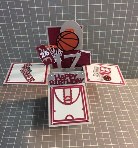 Basketball Theme Gifts, Basketball Birthday Cards, Where Did The Time Go, Box Cards Tutorial, Cards Tutorial, Pop Up Box, Beautiful Scrapbook Layouts, Grandparenting, Birthday Card Craft