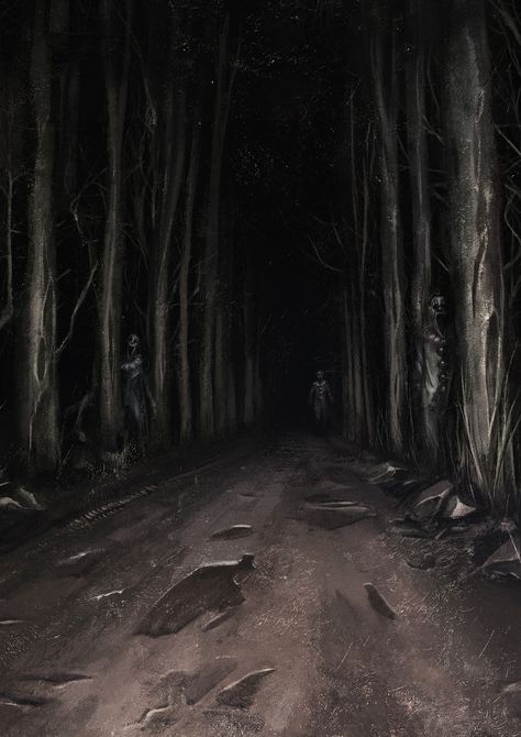 Creepy Core, Nightmares Art, Creepy Pictures, Dark Art Illustrations, Scary Art, Painting Digital, Creepy Art, Zombie Apocalypse, Dark Forest