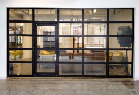 GlassPassingDoor - Full View Aluminum Glass Garage Door with Passing Door - Garage&Roll Up Door Aluminium, Aluminium Garage Doors, Glass Garage, Aluminum Garage, Sectional Garage Doors, Modern Garage Doors, Aluminium Door, Garage Door Types, Glass Garage Door