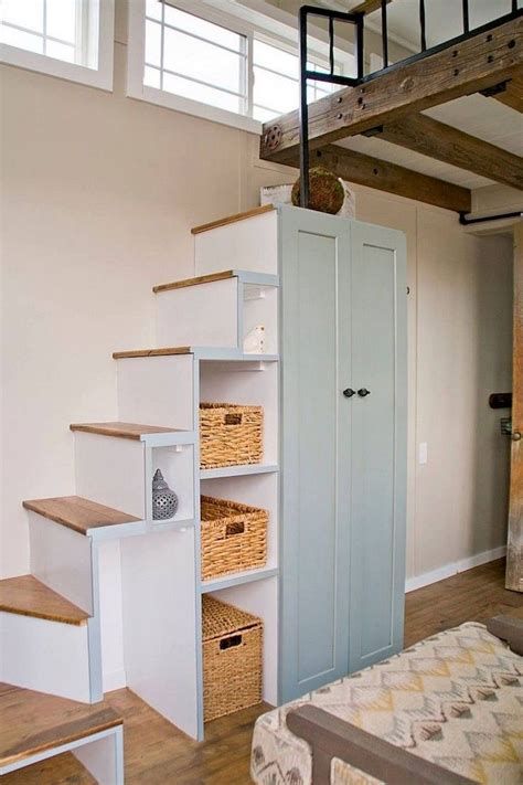 Best 5 Stairs Storage Loft #stairs #stairsdesign #design #ideas Scale Loft, Design Casa Piccola, Asma Kat, Wohne Im Tiny House, Tiny House Stairs, Tiny House Storage, Casa Loft, Tiny Houses For Rent, Loft Stairs