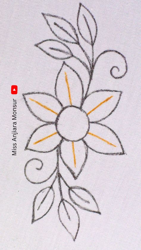 Embroidery Designs Flowers Simple, Back Stitch Embroidery Design Patterns, Embroidery Sketches Design Drawings, Free Hand Drawing Design, Flower Embroidery Designs Drawings, Embroidery Simple Flowers, Flower Drawing Design Simple, Simple Embroidery Designs Drawings, Embroidery Sketches Design