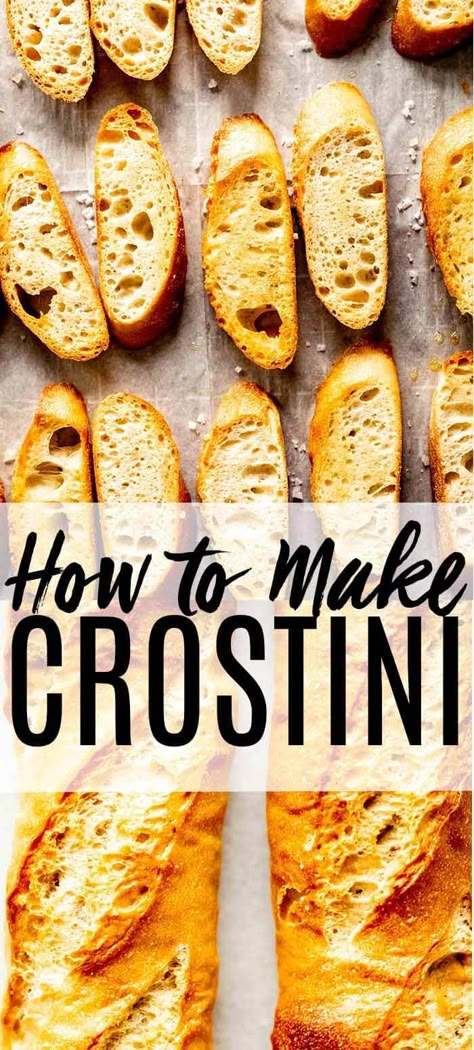 How To Make Crostini Toast, Fall Bruschetta, Bruschetta Appetizers, Easy Crostini, How To Make Crostini, Crostini Bread, Bruschetta Bread, Bread Olive Oil, Bruschetta Appetizer