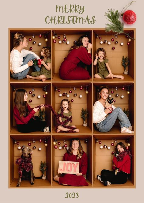 MERRY CHRISTMAS friends! I... - Megan Gormley Photography Christmas Foto Idea, Christmas Photos Ideas For Family, Holiday Card Photoshoot, Christmas Card Ideas Family Photo, Christmas Box Photoshoot Ideas, Diy Family Christmas Cards, Cardboard Box Photoshoot Christmas, Christmas Card Ideas Photo, Work Christmas Card Photo Ideas