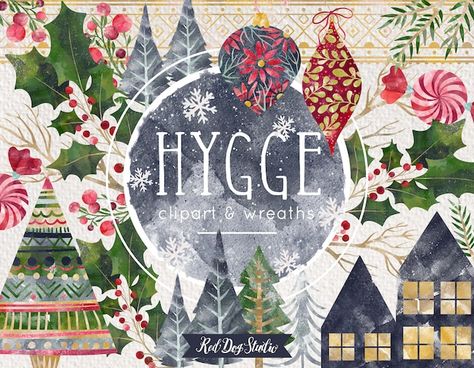 RedDogStudioDesigns - Etsy Ornament Clipart, Nordic Winter, Personal Logo Design, Hygge Christmas, Winter Ornaments, Winter Pins, Holiday Greenery, Ornament Cookies, Watercolor Clip Art