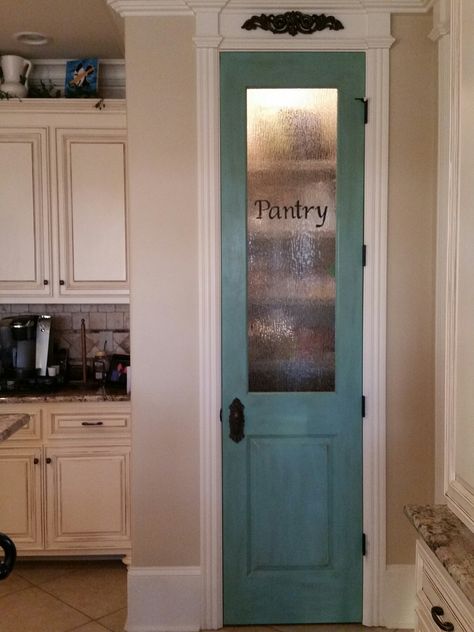 Chalk Pantry Door, Decorative Pantry Doors, Pantry Doors With Glass Panels, Vintage Pantry Door, Farmhouse Pantry Door, Rustic Pantry Door, Frosted Glass Pantry Door, Pantry Door Ideas, Pantry Redo