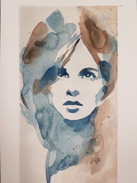 Portrait Of A Woman Watercolor By Jeff Stone - Doodlewash Watercolor Self Portrait Abstract, Faces Watercolor Painting, Watercolor Faces, Watercolor People, Watercolor Art Face, Watercolor Face, Watercolor Woman, Watercolor Portrait Painting, I Am Lucky