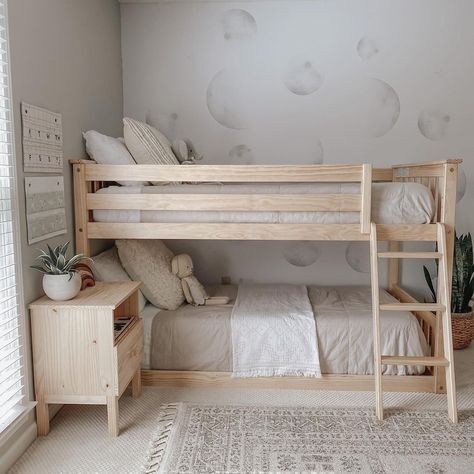 The most frequently asked question I get is where this bunk bed is from. I got it off of Amazon & it is by a company called Max & Lily. I… | Instagram Grayscale Wallpaper, Siblings Room, Wallpaper Subtle, Boy And Girl Shared Room, Minimalistic Bedroom, Shared Boys Rooms, Bunk Bed Room, Kids Rooms Shared, Surf Room