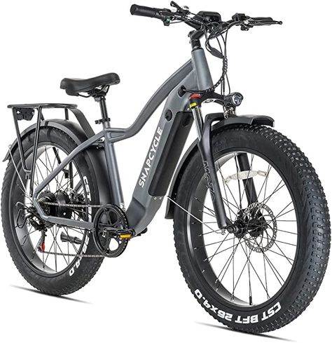 Amazon.com : Snapcycle R1 Electric Bike Adults 750W Motor 48V 14Ah Samsung Lithium-Ion Battery Removable 26'' Fat Tire Ebike 28MPH Snow Beach Mountain Sand E-Bike Shimano 6-Speed : Sports & Outdoors Tire Steps, Snow Beach, Electric Cycle, Mt Bike, Beach Mountain, Electric Dirt Bike, Fat Tire Bikes, Fat Tire Electric Bike, Bike Brands