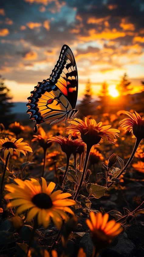 Beautiful Butterfly Pictures, Sunflower Pictures, Sunflower Wallpaper, Wallpaper Nature Flowers, Butterfly Pictures, Pretty Landscapes, Wallpaper Android, Beautiful Wallpapers Backgrounds, Pretty Wallpapers Backgrounds