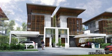 House Rendering, Kolam Air, Modernist House, Facade Architecture Design, Contemporary House Exterior, Modern Villa Design, Modern Bungalow House, Bungalow Design, Architectural Visualization