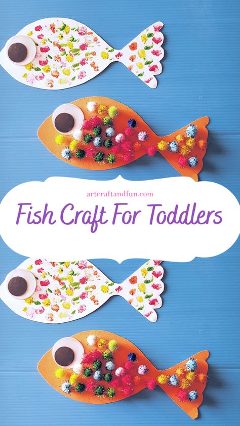 Fish Craft For Toddlers, Easy Fish Craft, Fish Crafts Preschool, Finger Painting For Toddlers, Pond Crafts, Frog Craft, Craft For Toddlers, Fish Craft, Fruit Crafts