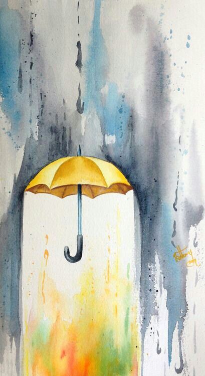 Elements Of Art, Formal Elements Of Art, Yellow Umbrella, Umbrella Art, Canvas Painting Diy, Watercolor Art Lessons, Cute Easy Drawings, Western Art, Functional Art