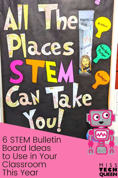 Science Fair Bulletin Board Ideas, Math And Science Bulletin Board Ideas, Stem Bulletin Board Ideas Preschool, Stem Door Decorations, Steam Door Decorations Classroom, Stem Decorations Classroom, Stem Bulletin Board Ideas, Steam Bulletin Board Ideas, Makerspace Bulletin Board