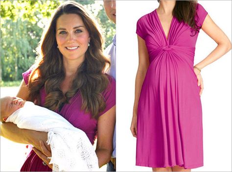 Seraphine Pink Fuchsia Knot Maternity Dress-Kate Middleton - Dress Like A Duchess Kate Middleton Maternity, Kate Middleton Maternity Style, Seraphine Maternity, Maternity Wear Dresses, Kate Middleton Pregnant, Princess Kate Style, Kate Middleton Dress, Front Knot Dress, Bright Dress