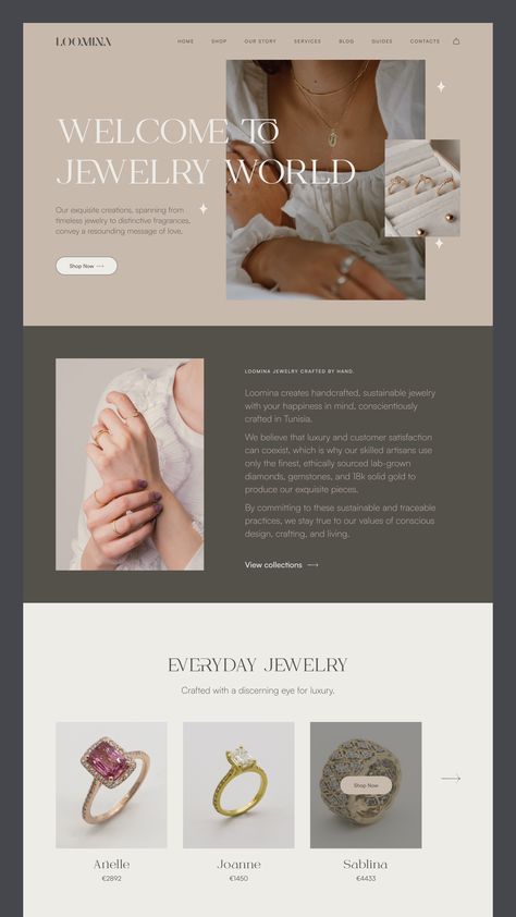 Jewelry Cover Design, Jewelry Store Website Design, Portfolio Jewelry Design, Jewelry Website Design Layout, Jewelry Website Design Inspiration, Jewellery Website Design, Jewellery Portfolio, Website Sample, Jewelry Website Design