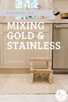 If you have stainless steel appliances and want to add gold accents, then this post will convince you! Or if you have stainless hardware and want to add gold decor, then you'll love this, too! Get tips and inspiration to mix metals in your home decor! #homedecor #remodel #hardware #bathroom #kitchen Brushed Bronze Hardware Kitchen, Chrome Kitchen Hardware, Mixing Metals In Kitchen, Brushed Bronze Kitchen, Mixed Metal Kitchen, Mixed Metals Kitchen, Gold Hardware Kitchen, Mixed Metals Decor, Kitchen Cabinet Hardware Ideas