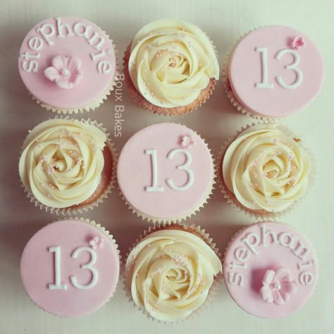 13 Birthday Cupcakes Girl, 13th Birthday Cupcakes Girl, 13 Birthday Cupcakes, 13 Cupcake Cake, Bday Desserts, Bespoke Cupcakes, Girls Cupcakes, Bear Decorations, Girl Birthday Cupcakes