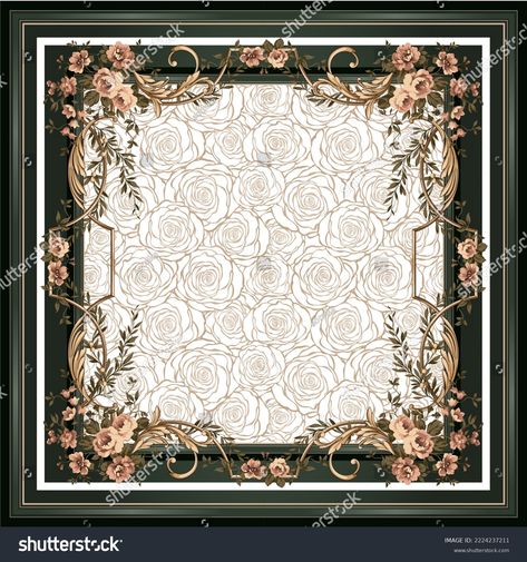 floral design. beauty illustration Suitable for printing on scarf or quilts. floral texture. Floral Scarf Design, Quilts Floral, Print Scarf Design, Square Border, Elegant Scarf, Pattern Motif, Jungle Pattern, Instant Hijab, Elegant Scarves