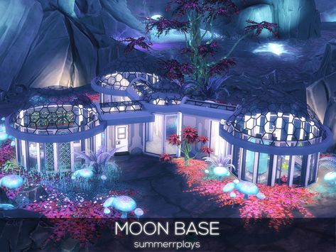 Alien House Sims 4, Sims Alien, Fantasy Builds, Ts4 Lots, Alien House, Ts4 Builds, Sims Love, Blox Burg, Moon Base