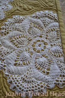 Thread Head: "Design It, Quilt It" Online Class Doily Quilt Ideas, Lace Quilts Ideas, Doilie Art, Doily Quilts, Doily Quilt, Doily Projects, Handkerchief Quilts, Vintage Linens Repurposed, Cindy Needham