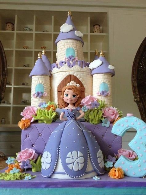 Cake Designs For 1 Year Girl, Cake Designs For Baby Girl 1st Birthday, Sophia The First Cake, Doll Cake Design, Sofia Birthday Cake, Sofia The First Birthday Cake, Doll Cake Designs, Cinderella Birthday Cake, Sofia The First Cake