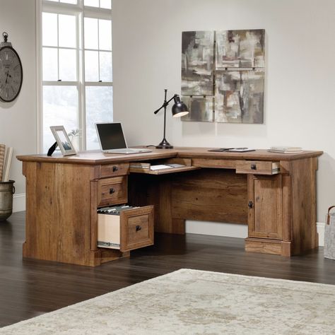 L Shaped Executive Desk, L Shaped Corner Desk, Traditional Home Office, 3 Shelf Bookcase, L Desk, Executive Office Desk, File Drawer, Desk Essentials, Oak Desk