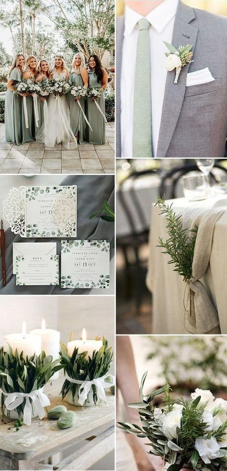 Sage Green Wedding Theme, Sage Wedding Colors, Top Wedding Colors, Sage Green Wedding Colors, Fall Wedding Color Schemes, Beach Wedding Colors, Green Themed Wedding, Green Wedding Colors, Winter Wedding Colors