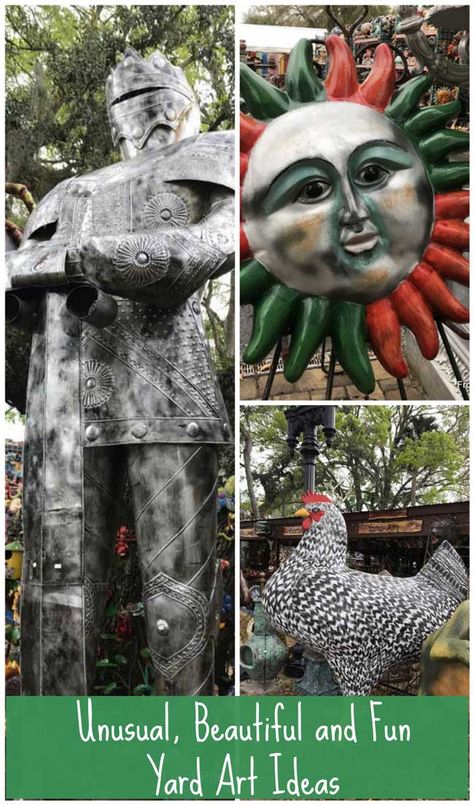 Metal Yard Art Ideas, Fun Backyards, Large Yard Art, Ceramic Yard Art, Pottery Totems, Yard Art Ideas, Garden Ideas Budget Backyard, Diy Yard Decor, Gazing Balls