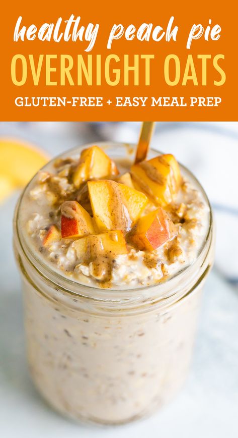 Summer Oatmeal, Fresh Peach Recipes Healthy, Overnight Oats With Fruit, Fancy Overnight Oats, Nectarine Overnight Oats, Peach Oats, Peach Breakfast Recipes Healthy, Summer Overnight Oats, Best Overnight Oats