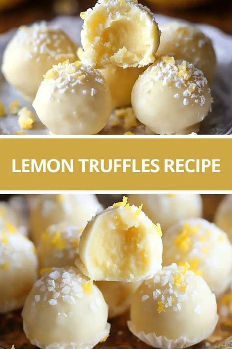 Lemon Truffles Recipe Vegan Lemon Truffles, Lemon Truffle Balls, Lemon Cake Pops Recipe, Easy Truffle Recipe, Chocolatier Recipes, Orange Creamsicle Truffles, Indian Fried Bread Recipe, Lemon Truffle Recipe, Lemon Truffle