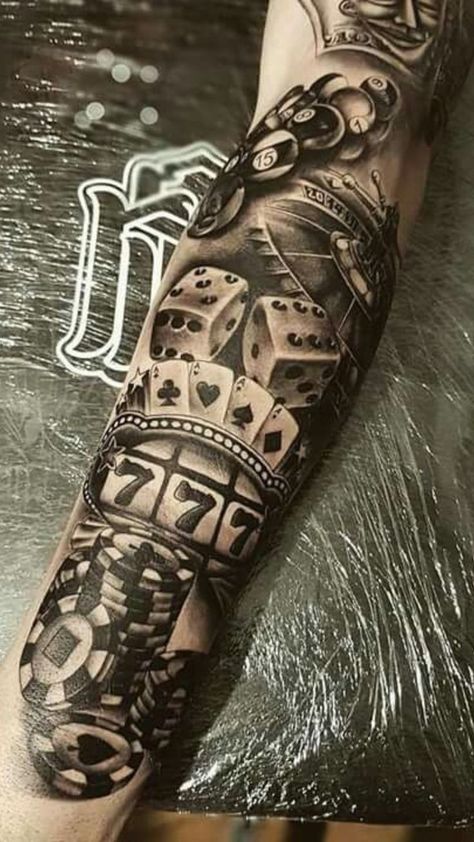 Roll the dice in ink: Gambling tattoo ideas. Explore the thrill and risk of the casino world through these creative and stylish design concepts. Story Tattoo Ideas, Lifes A Gamble Tattoo, Gambling Tattoo Ideas, Gamble Tattoo, Purple Nike Shoes, Poker Tattoo, Casino Tattoo, Dice Tattoo, Story Tattoo