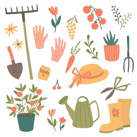 Gardening Gloves, Flower Toy, Garden Gloves, Cute Garden, Garden Illustration, Garden Drawing, Plants Garden, Garden Items, Plant Illustration