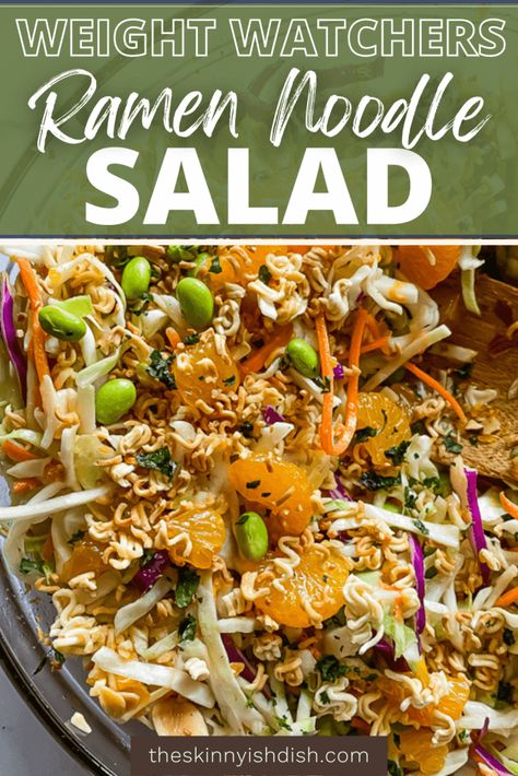 Midwestern Summer, Skinnyish Dish, Ww Snacks, Ramen Salad, Ramen Noodle Salad, Noodle Salad Recipes, Mandarin Oranges, Calorie Meals, Eat Veggies