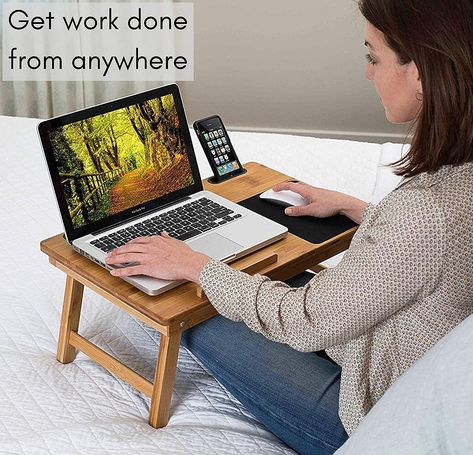 Sofia + Sam Multi Tasking Lap Desk with Adjustable Tilt Surface | Mouse Pad | Fits Laptops Up to 15" | Tablets Up to 9.6" | Smart Phones Up to 3.5" | Natural | | Computer Lap Tray Wood Lap Desk, Lap Desk With Storage, Folding Tv Trays, Lap Table, Laptop Tray, Lap Tray, Bed Tray, Tv Trays, Drawing Table