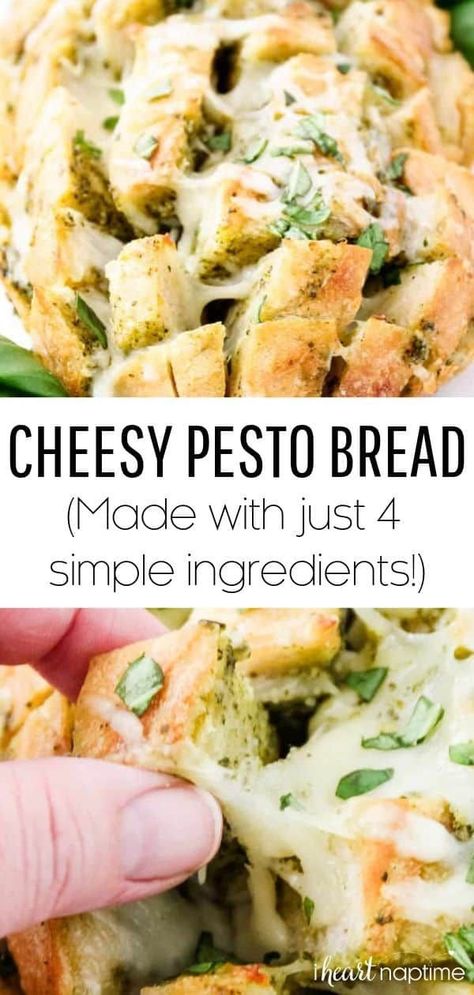 Cheesy Pesto Bread, Pull Apart Cheese Bread, Pesto Bread, Pesto Cheese, Crowd Pleasing Recipes, Cheesy Bread, Bread Appetizers, Pull Apart Bread, Savory Appetizer