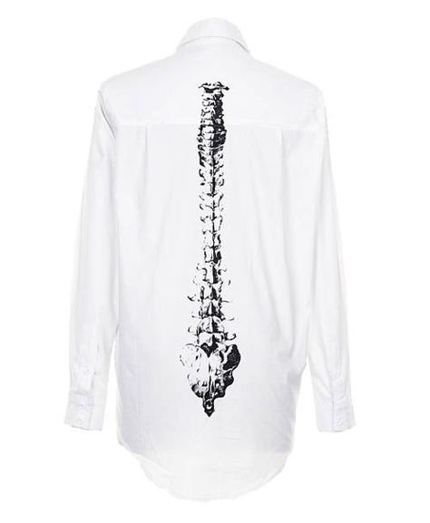 Spine Accessory, Spine Shirt, White Cotton Punk Shirt, Edgy Long Sleeve T-shirt With Skull Print, Edgy Long Sleeve Skull Print T-shirt, China Design, Elegant Shirt, Black And White Design, Baby Shirts