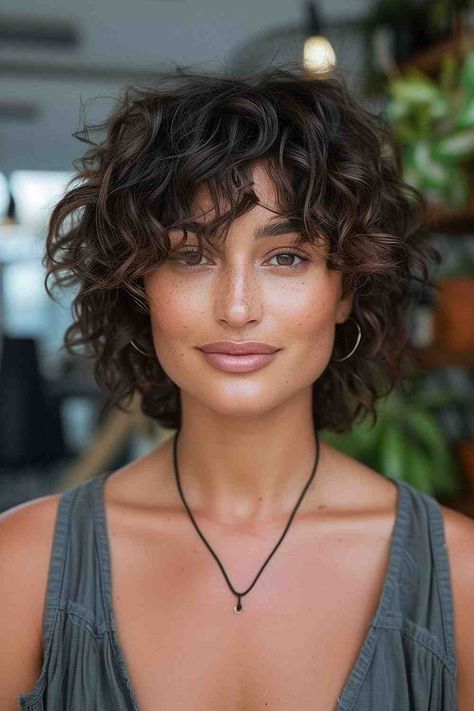 The Best Short Haircuts of 2024 Choppy Bob Curly Hair, Short Bob Haircuts Curly Hair, Curly Lob Haircut With Bangs, Short And Curly Hair, Short Curly Thinning Hair Styles, Short Curly With Bangs, Curly Short Haircuts With Bangs, Naturally Curly Bob With Bangs, Short Curly Haircut With Bangs