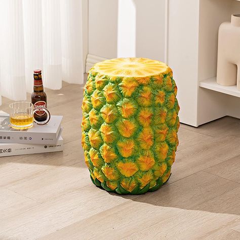 VINGVO Simulated Food Stool, Resin Food Shoe Changing Stool Space Saving Comfortable Lightweight for Home (Pineapple Pattern) Fruit Bathroom, Ice Cream Donut, Pineapple Ice Cream, Cream Donut, Central Table, Pink Cookies, Accent Stools, Food Shapes, Ice Cream At Home