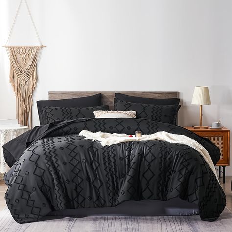 Faster shipping. Better service Black Tufted Bed, Boho Chic Bedding, Chic Bedding Sets, Embroidery Bedding, King Size Comforter Sets, King Size Comforters, Tufted Bed, Chic Bedding, Geometric Embroidery