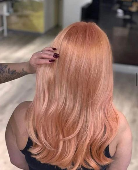 The Prettiest Living Coral Hair Color Ideas To Try This Summer Peach Blonde Hair, Peachy Hair Color, Strawberry Hair Color, Coral Hair Color, Peach Blonde, Blonde Looks, Peach Hair Colors, Light Strawberry Blonde, Coral Hair