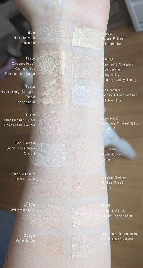 Pale Foundation Swatches - Swatches of new foundations for fair skin Pale Skin Fashion, Pale Girl Aesthetic, Pale Makeup Looks, Pale Skin Aesthetic, Makeup Pale Skin, Vampire Skin, Nails For Pale Skin, Foundation For Pale Skin, Pale Foundation