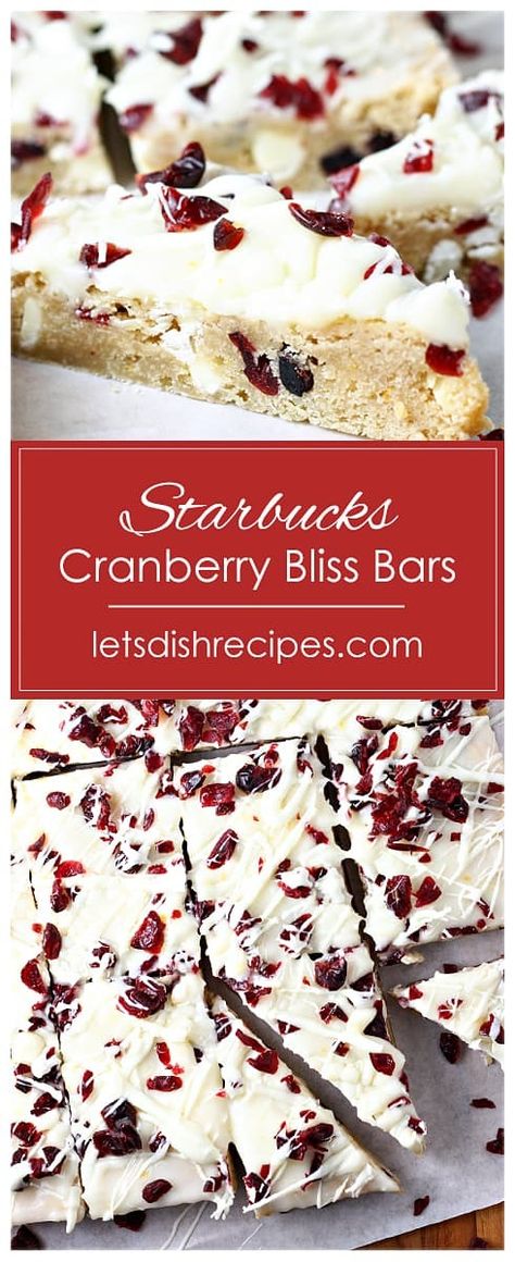 Starbucks Cranberry Bliss Bars Copycat, Starbucks Cranberry Bliss Bars, Starbucks Cranberry Bliss, Tiny Desserts, Cranberry Bliss Bars Recipe, Chewy Blondies, Dried Cranberries Recipes, Orange Cream Cheese Frosting, Cranberry Bliss Bars Starbucks